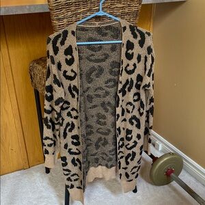 Leopard Print Open Front Cardigan